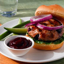 View the recipe Blueberry Turkey Burgers with Blueberry Ketchup. Blueberry Turkey Burgers with Blueberry Ketchup