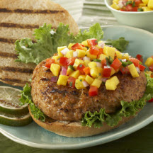 Caribbean Burgers with Mango Salsa