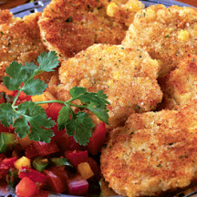 Corn and Potato Mini Pancakes with Salsa