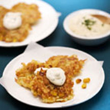 Potato Corn Patties with Cream Sauce