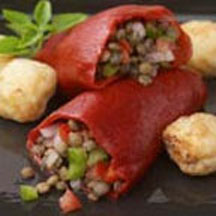 View the recipe Stuffed Piquillo Peppers with Lentils and Blue Cheese Croutons. Stuffed Piquillo Peppers with Lentils and Blue Cheese Croutons