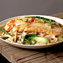 Alaska Cod in Miso Broth with Udon Noodles