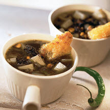 Idaho® Potato and Huitlacoche Soup with Oaxaca Cheese Croutons