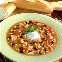 Mexican Chicken Soup with Cilantro-Chile Cream