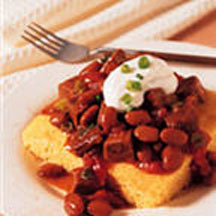 Spicy Roast Beef Chili over Cornbread