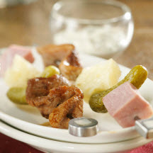 Cubano Pork Appetizer Skewers and Cilantro-Citrus Dip