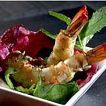 Shrimp Mojito Tapas with Honey Red Pepper Mint Dressing Saladette