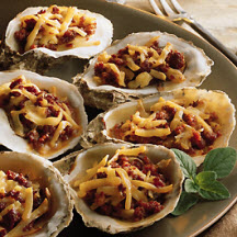 Smoked Gouda Baked Oysters and Chorizo