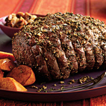 Herb-Crusted Petite Roast with Fig-Onion Relish