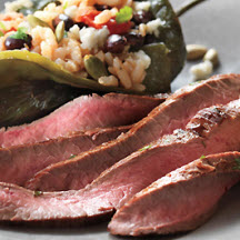 Lime to Marinated Flank Steak with Stuffed Poblano Peppers