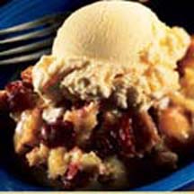 Bread Pudding with Dried Cherries and Caramel Sauce