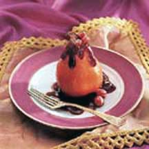 Poached Pears with Chocolate Cranberry Sauce
