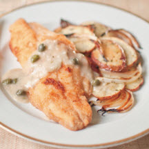 Catfish with Caper & Dill Sauce and Rosemary Potatoes