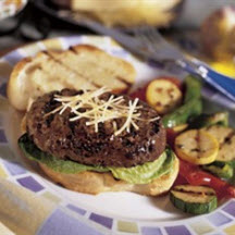 Caesar Salad Beef Burger on Garlic Crostini
