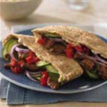 Pita Burgers with Cucumber-Yogurt Sauce