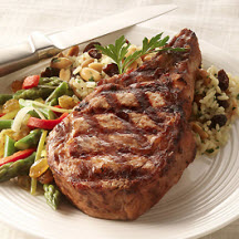 Grilled Veal Chops with Raisin-Rice Pilaf
