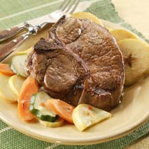 View recipe for Broiled Pork Chops with Vegetable Medley and Cinnamon Apples. Broiled Pork Chops with Vegetable Medley and Cinnamon Apples