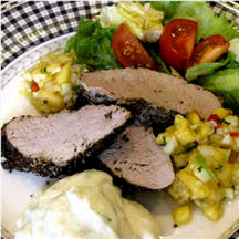 Garlic-Peppered Pork Tenderloin with Fresh Peach Relish
