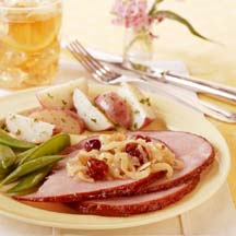Glazed Ham with Dried Cherry Caramelized Onions
