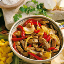 Mango Pork Fajitas with Chipotle Sour Cream