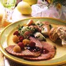 Raspberry-Pepper Glazed Ham