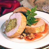 Roasted Pork Tenderloin with Walnut Curry Stuffing and Red Currant Glaze