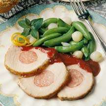 Sausage-Stuffed Pork Loin Roast with Apricot-Mustard Glaze