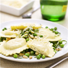 Chicken & Four Cheese Ravioli with Peas and Basil