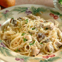 Chicken and Linguine with Mushroom Alfredo Sauce