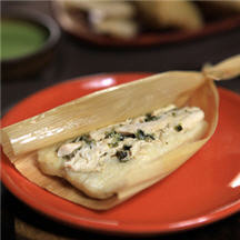 Chicken and Poblano Tamales with Cilantro Crema