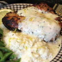 Grilled Lemon Tarragon Chicken with Browned Butter Yogurt Sauce