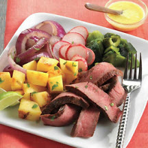 Beef Fajita Salad with Mango-Serrano Vinaigrette