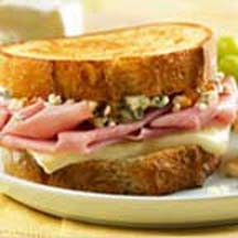 Grilled Jones Ham, Brie and Blue Cheese Sandwich
