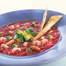 Smoky California Avocado, Shrimp and White Bean Gazpacho